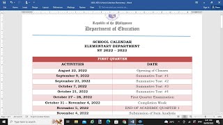 SCHOOL ELEMENTARY CALENDAR for 2022 TO 2023 [upl. by Normandy]