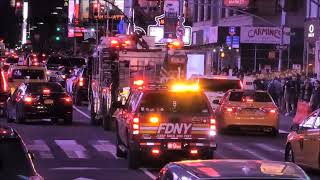 Impressive FDNY truck with massive air horn in Time square [upl. by Ocicnarf390]