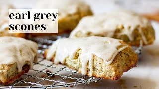 Earl Grey Scones with Vanilla Bean Glaze  Bergamot Scones [upl. by Yadsendew]