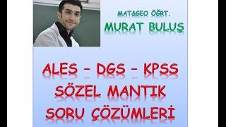 ales  dgs  kpss ye hazırlık amaçlı sözel mantık örnek soru çözümü3 [upl. by Donalt590]