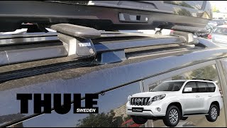 Roof rack bars with railing Thule Wingbar Evo for Toyota Prado 120 [upl. by Accber]