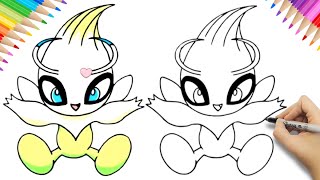 💛 HOW TO DRAW POKÉMON CELEBI [upl. by Aicilev]