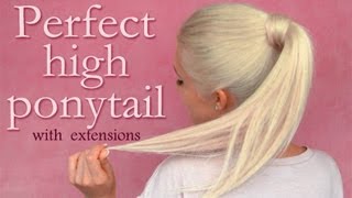 High ponytail with clip in extensions hairstyle perfect blending tips and tricks [upl. by Lucky136]