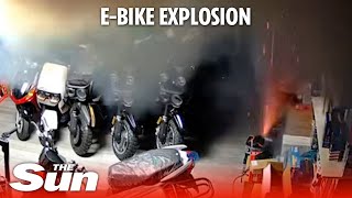 Ebike shop catches fire after lithiumIon battery explodes [upl. by Eellah]