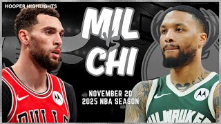 Milwaukee Bucks vs Chicago Bulls Full Game Highlights  Nov 20  2025 NBA Season [upl. by Ahsiyk47]