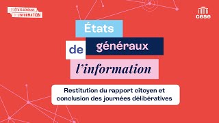 Les journées délibératives continuent  États généraux de l’information en direct au CESE [upl. by Hailed]