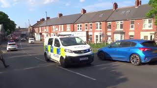 Northumbria Police van on 999 emergency response in Whitley Bay North Tyneside England 10524 [upl. by Llemmart148]