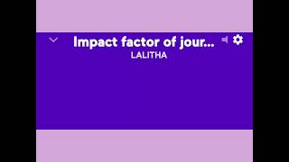 Impact factor of journals [upl. by Yslek633]