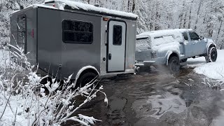 Cargo Trailer Camper  Late Season Snowstorm [upl. by Euqinoj157]