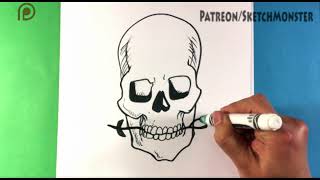 How to Draw a Skull with a Rose  Tattoo Art Drawings  Drawing for Beginners Step by Step Easy [upl. by Eiralav511]