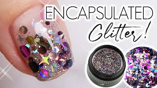 How To Encapsulate Chunky Glitter on Short Nails  Hard Gel Watch Me Work [upl. by Nwaf]