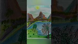 Water colour natural drawingwatercolor nature ytshorts art video [upl. by Acysej]