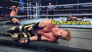 UNSEEN FOOTAGE – Logan Paul fakes an injury to cheat Randy Orton in the Elimination Chamber [upl. by Ainotna]