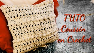 TUTORIEL COUSSIN DÉCORATIF EN CROCHET  Tracy M Crochet [upl. by Anailli]