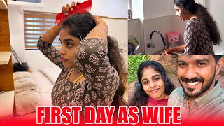 FIRST DAY AS A WIFE 😍  ഭർത്താവിന്റെ വീട്ടിൽ ആദ്യ ദിവസം 🥹  HOME TOUR  PULLOTHI [upl. by Ariay691]