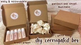 diy corrugated box for my small business ♡ easy amp affordable kraft paper [upl. by Roman]