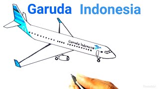 Pesawat Garuda Indonesia  Cara Menggambar Pesawat Terbang Garuda Indonesia Sangat Mudah 327 [upl. by Adelpho]