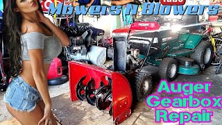 HOW TO REPLACE INSTALL CRAFTSMAN 928 SNOW BLOWER AUGER IMPELLER SHAFT GEARBOX FLANGE BUSHINGS REPAIR [upl. by Ailecra919]