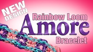 NEW Rainbow Loom Design  AMORE Bracelet [upl. by Ahsilad]