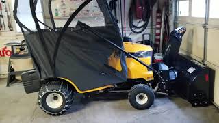 Cub Cadet xt2 with 42quot 3x blower after adjusting [upl. by Fred]