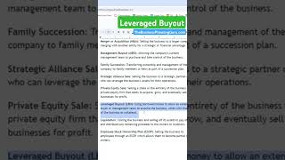 What is a leveraged buyout financialprojections businessplanning [upl. by Anilok]