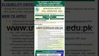 Uvas admission for KPk Students  Hurry up to Grap before last date uvasadmission admissionkpk [upl. by Raimund372]