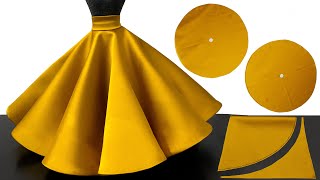 DOUBLE CIRCLE SKIRT ⭐️ Umbrella skirt cutting and stitching in VERY EASY way [upl. by Nabla]