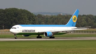 4Kᵁᴴᴰ Boeing 767300ER Uzbekistan Airways Cargo Taxi amp Takeoff  Ostrava Leoš Janáček Airport LKMT [upl. by Genny]