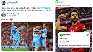 Footballers React to Mohammed Salah Scoring A Screamer in Liverpool vs Man City 22 Thiller [upl. by Crescen]