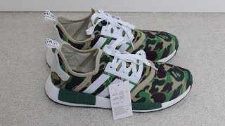 Unboxing Adidas NMD R1 Bape A bathing Ape DHGate  on feet [upl. by Gairc]