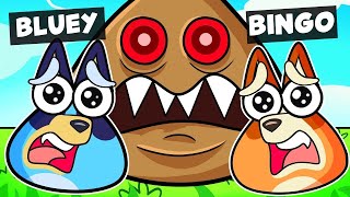 BLUEY AND BINGO ESCAPE FROM THE POU EXE IN ROBLOX [upl. by Byrdie]