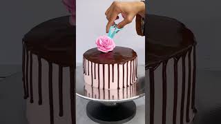 Part 2  Amazing pink flowers chocolate dripping Cake decorations tutorialcake shortsfeed flowers [upl. by Millisent269]