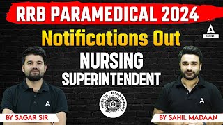 RRB Paramedical Vacancy 2024 Notification Out  RRB Nursing Officer Superintendent Recruitment 2024 [upl. by Albertine595]