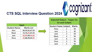 Most Asked SQL Interview Question in CTS  who the Topper for ech subject [upl. by Dorehs]