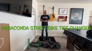 Rabaconda Street Bike Tire Changer ReviewTutorial First time use by a total novice [upl. by Wolfort914]