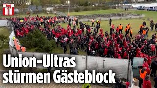 Polizeieinsatz vor dem HauptstadtDerby Ultras von Union Berlin stürmen Gästeblock [upl. by Ninehc]