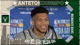 Giannis plans to ‘enjoy every second’ of the AllStar Game this year  2022 NBA AllStar Media Day [upl. by Nolyk621]