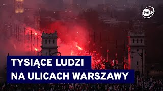 Organizatorzy wstępnie mówią o znakomitej frekwencji Marsz Niepodległości w Warszawie TVN24 [upl. by Inahteb]