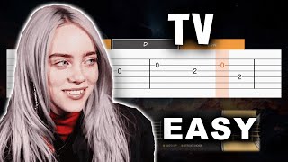 Billie Eilish  TV  EASY Guitar tutorial TAB AND CHORDS [upl. by Mallory643]