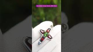 Tourmaline and Garnet cross Silver pendant [upl. by Santa388]