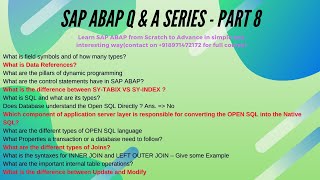 SAP ABAP  INTERVIEW QUESTIONS ANSWER  Part 8  Data References  SYTABIX Vs SYINDEX [upl. by Nare492]