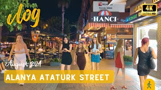 Alanya Atatürk Street City Center Walking Tour  August 2024 [upl. by Onstad]