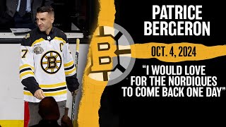 Patrice Bergeron Advocates For NHL To Return To Quebec City [upl. by Adil731]