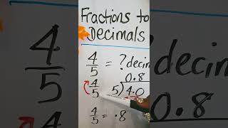 Fractions to Decimalsmaths teacher fractions kids mathlearning decimals mathstricks [upl. by Felipe]