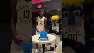 James Wiseman Takes on Pacers Mascot Boomer in Bounce Connect 4 [upl. by Pearl]