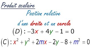 Exercice sur le produit scalaire Position relative dune droite et un cercle [upl. by Aihseya]