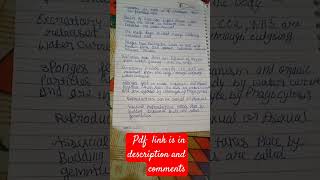 All About Phylum Prolifera Animal Kingdom Hand Written Notes For Neet Preparation neetbiology neet [upl. by Wald]