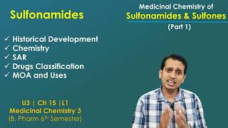 Sulphonamides Medicinal Chemistry Part 1 Chemistry SAR Mechanism of action of Sulfonamide [upl. by Skelton]