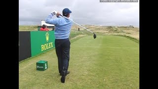 José María Olazábal golf swing  Driver amp Short iron downtheline view July 2017 [upl. by Harberd]