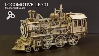 Wooden Locomotive Train from Robotime plywood ROKR LK701 Build Video  15 Discount code yoshiny [upl. by Eahcim]